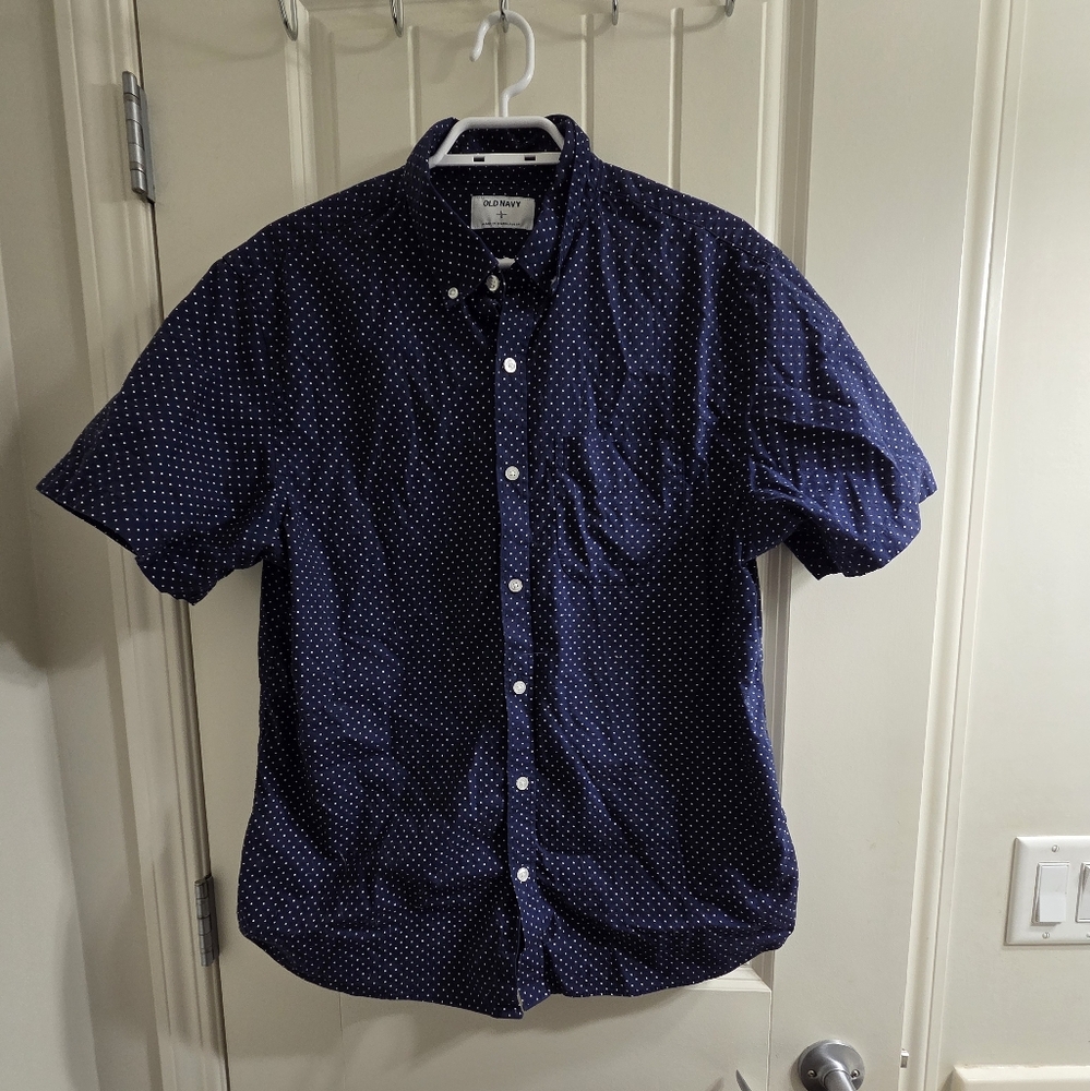 Old Navy Dark Blue Polka Dot Men's Shirt